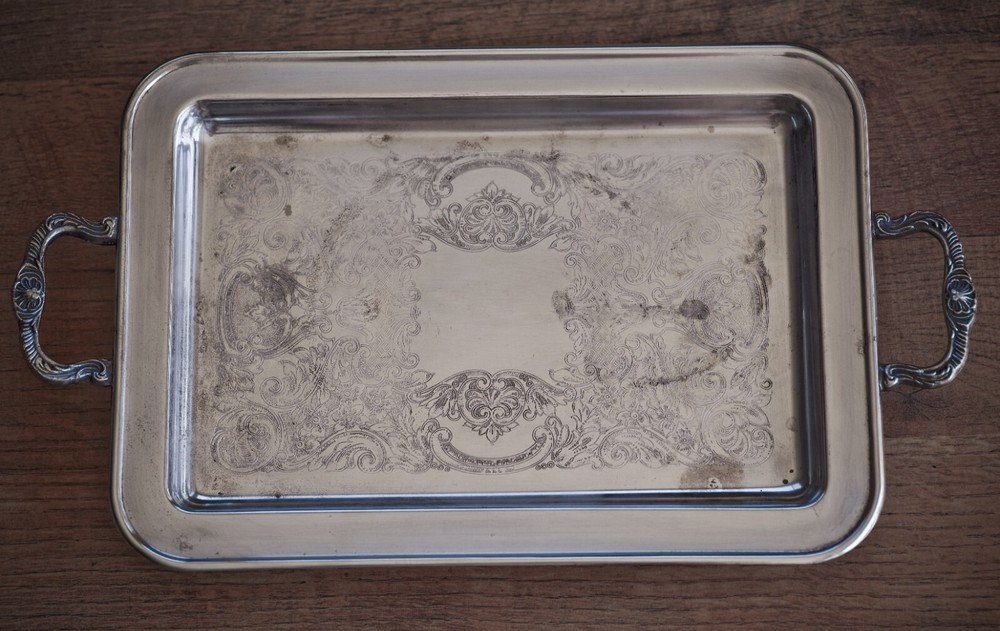 VINTAGE Silverplate Serving Tray  LEONARD 1970's NICE KITCHEN DECOR