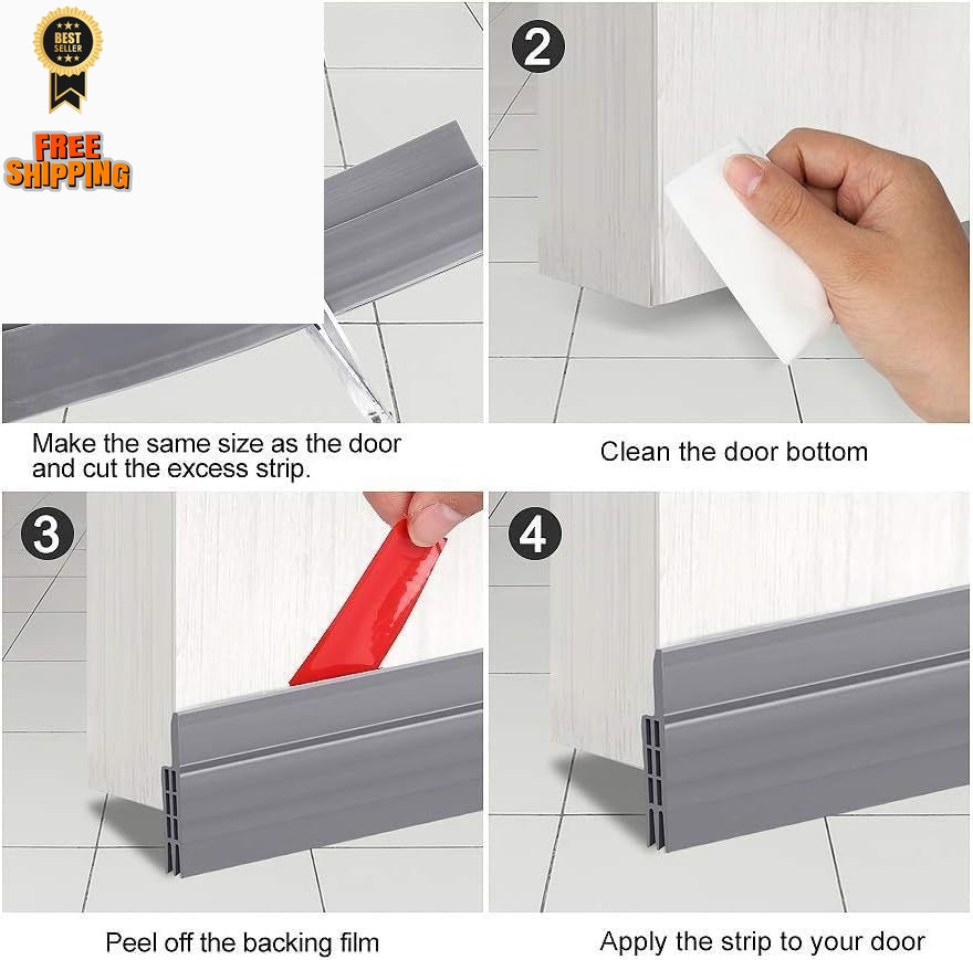 Hojoy 2 Pack Under Door Draft Stopper, Adjustable Sweep 2 Pack, Gray