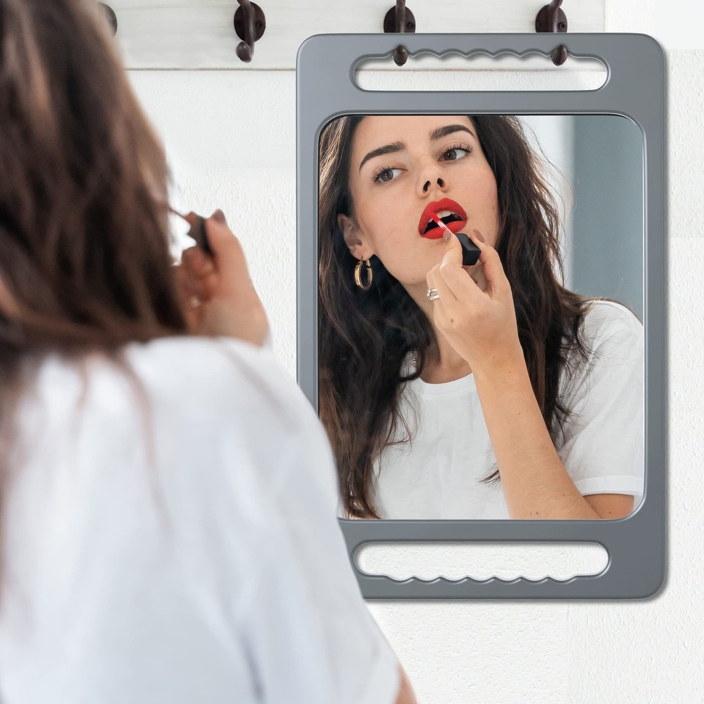 Unbreakable Hand Mirror with Double Handle- Large Handheld Barber Mirror for ...