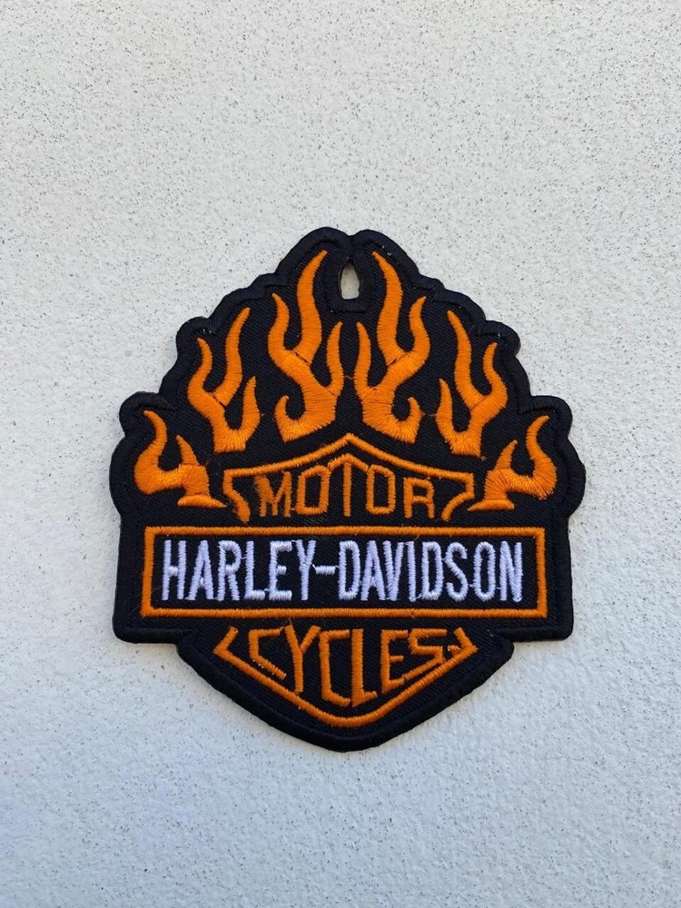 Harley-Davidson Motorcycle 4" Fire Starter Sew-On Embroidered Patch Orange