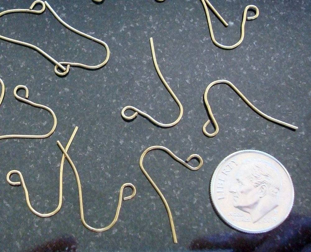 Bronze plated plain fishhook earring wires open bottom loop 24pc FPH028