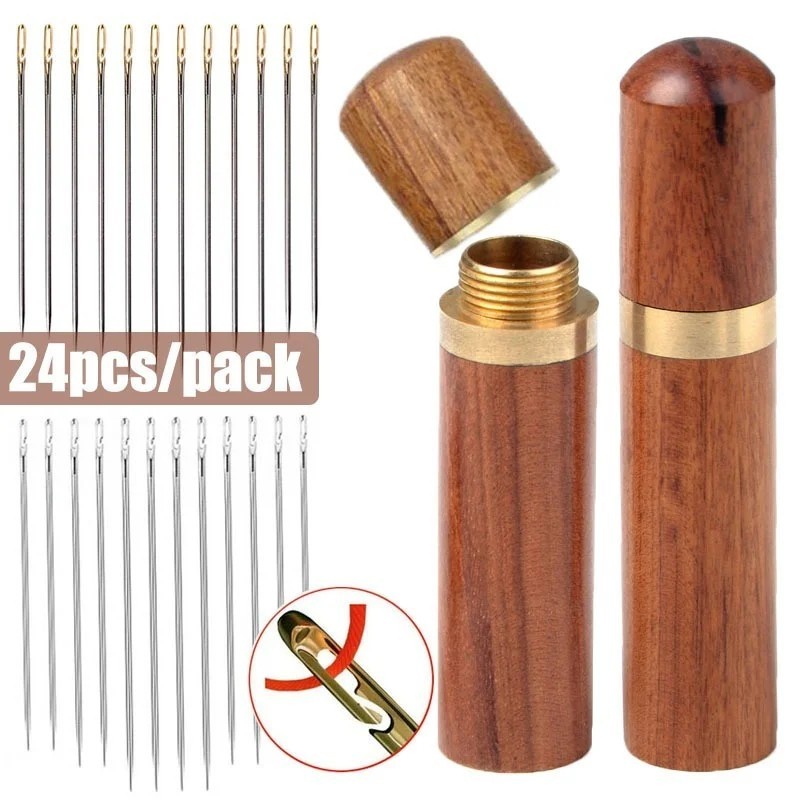 30pcs Self Threading Sewing Needles Stainless Steel Blind Needle for Elderly