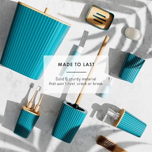 Bathroom Set - Bathroom Accessories Set, 6PC Bathroom Complete Set Teal