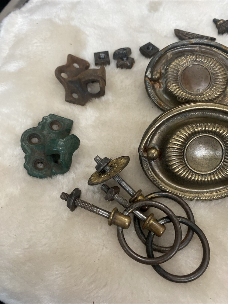 Antique Hardware Lot Pulls Latch Wheels Hook