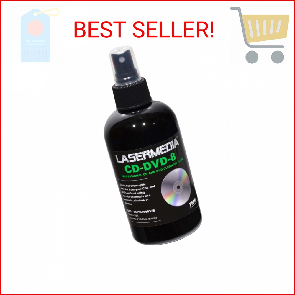 CD DVD Cleaning Solution Fluid (Not a Scratch Remover) 8 Ounce (237 ML) Spray Bo