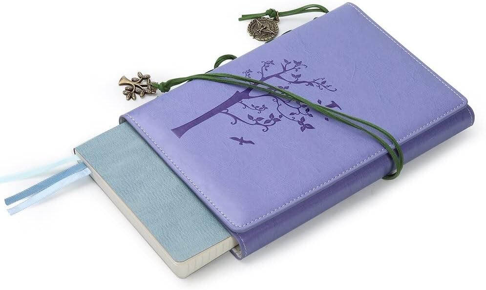 Vintage Purple Faux Leather Refillable Writing Journal - Slim A5 Diary Notebook
