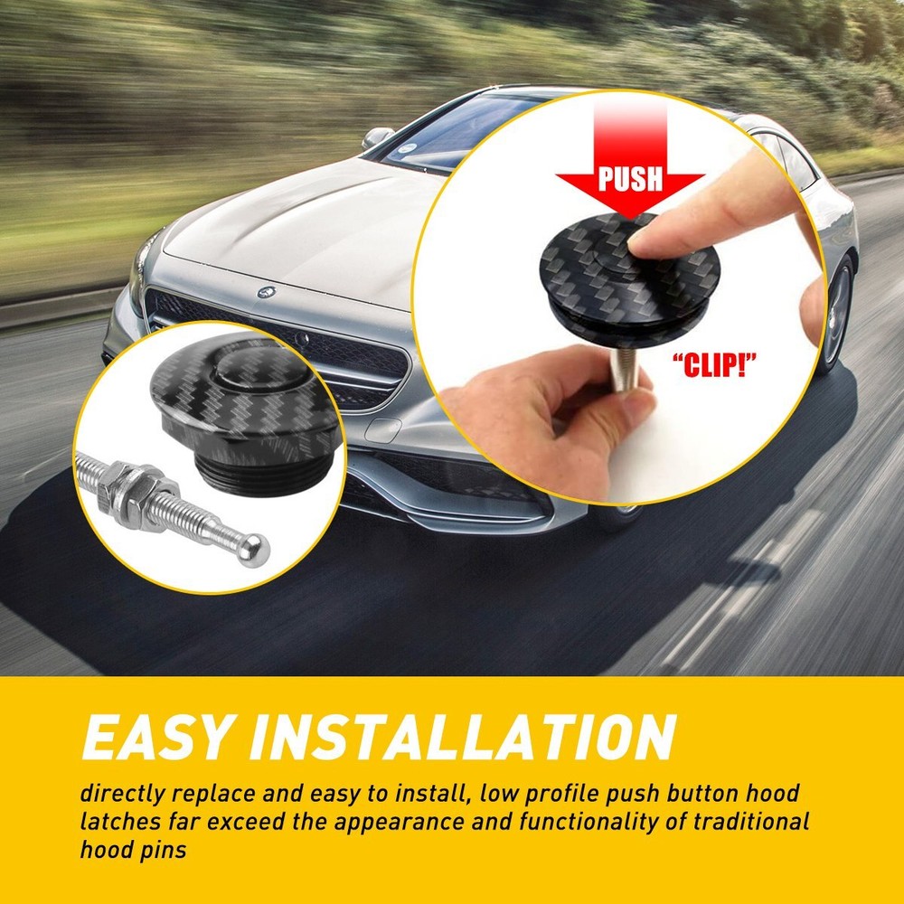 2PC Push Button Quick Release Hood Pins Bonnet Lock Clip Latch Bumper Universal