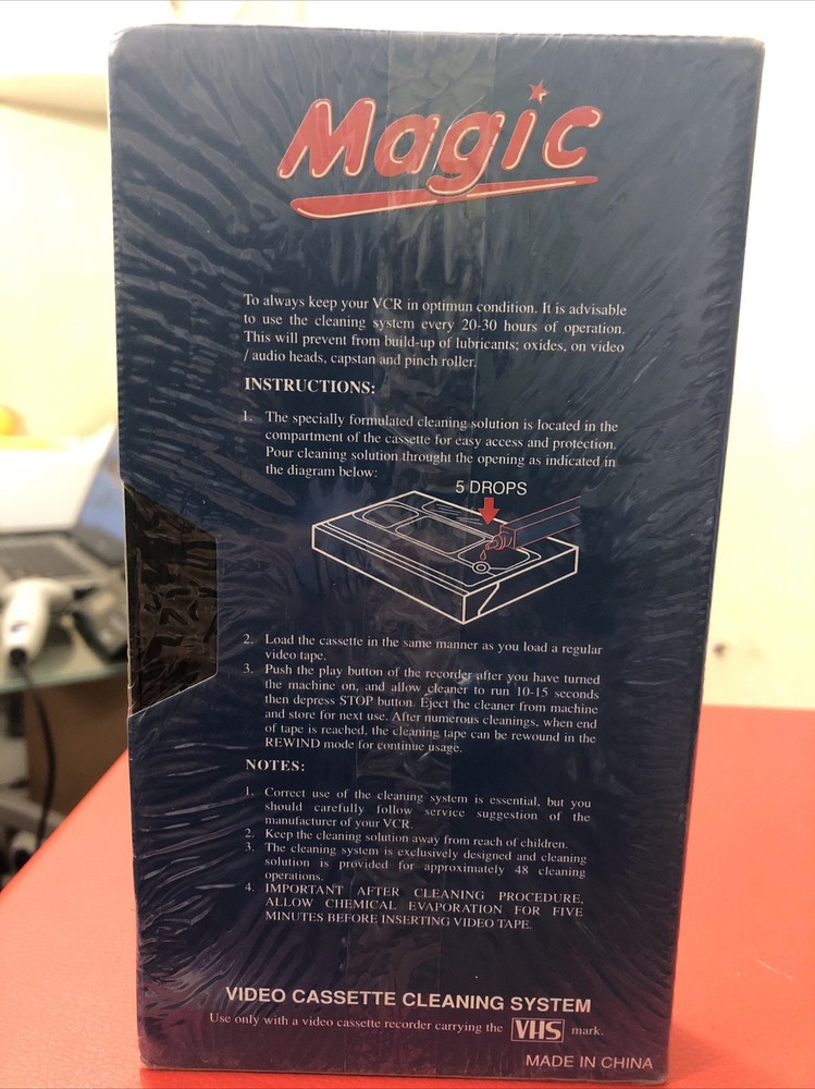 Magic VIDEO Cassette Cleaning System VHS with Scientific Formula Non Abrasive