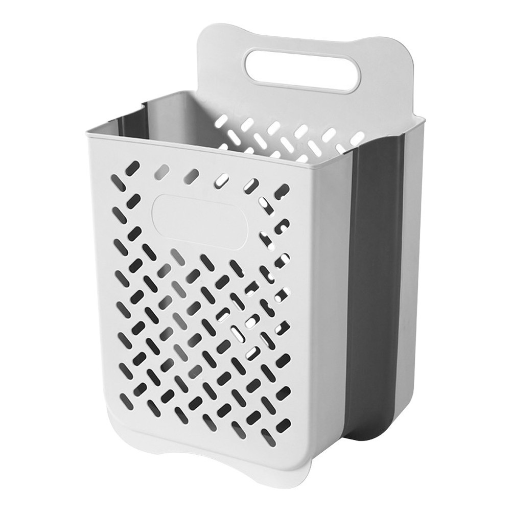 Collapsible Plastic Laundry Hamper with Carry Handle for Bathroom Clothes