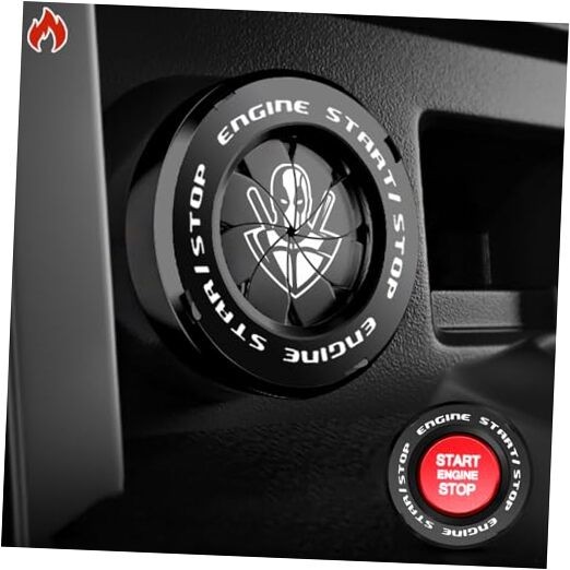 Rotary Push Start Button Cover, Dedpool Car Accessories B-Deadpool-Black