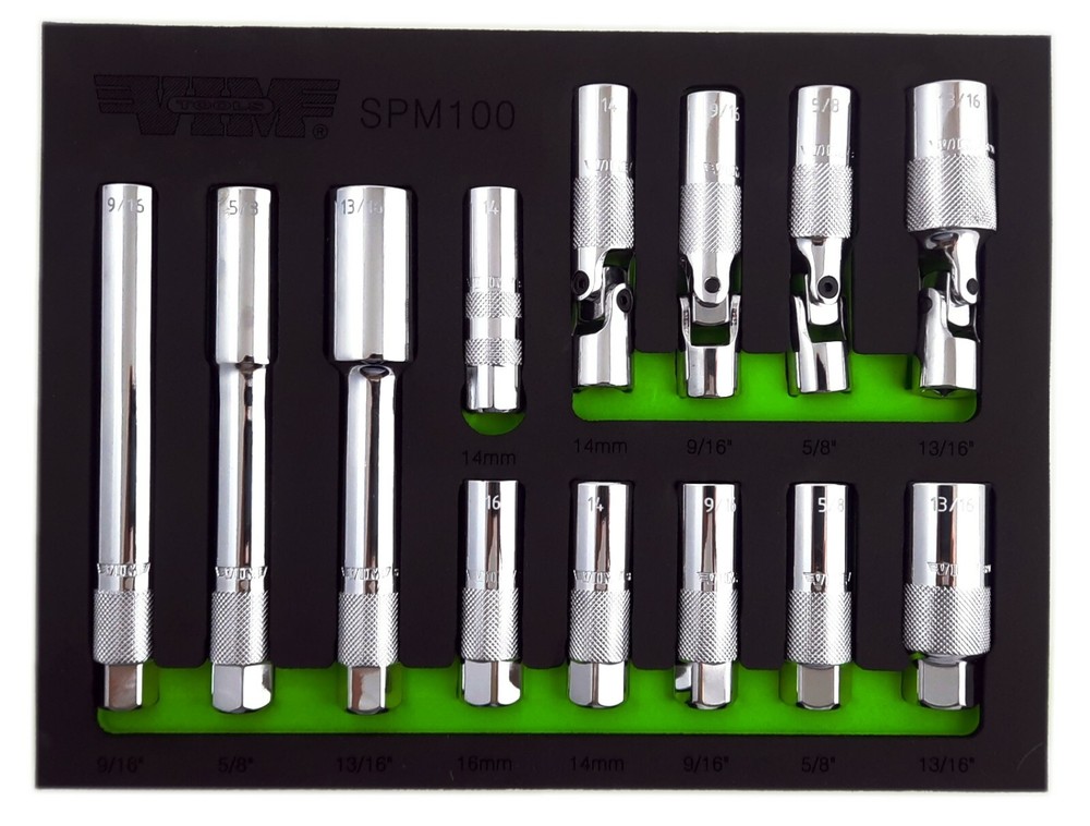 13 PC Spark Plug Sockets Master Set Std, Extra Deep, Universal, Thin, Vim SPM100