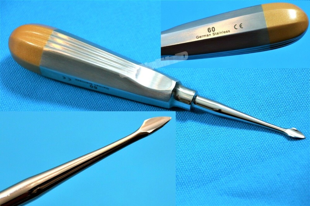 2 EA German Dental Tooth Surgery Straight Spade Concave Root Tip Elevator #60