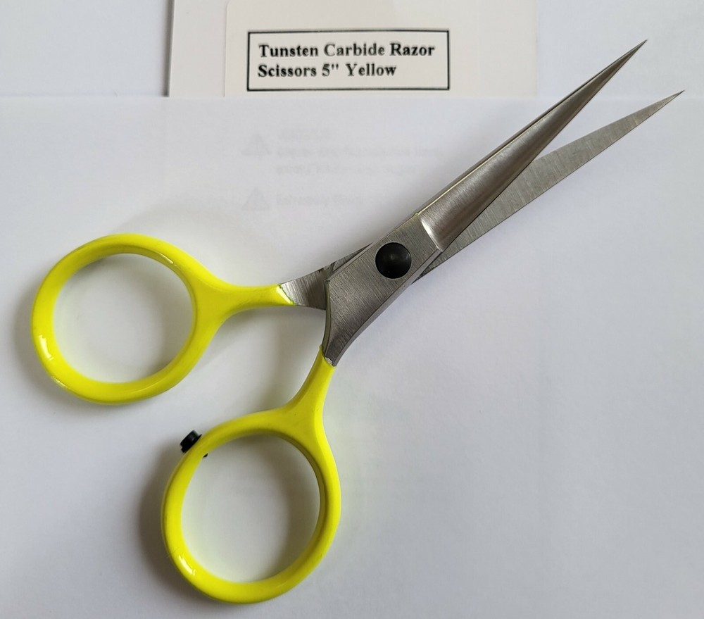 Fly Tying SCISSORS TUNGSTEN CARBIDE " Razor Scissors 5" " Yellow