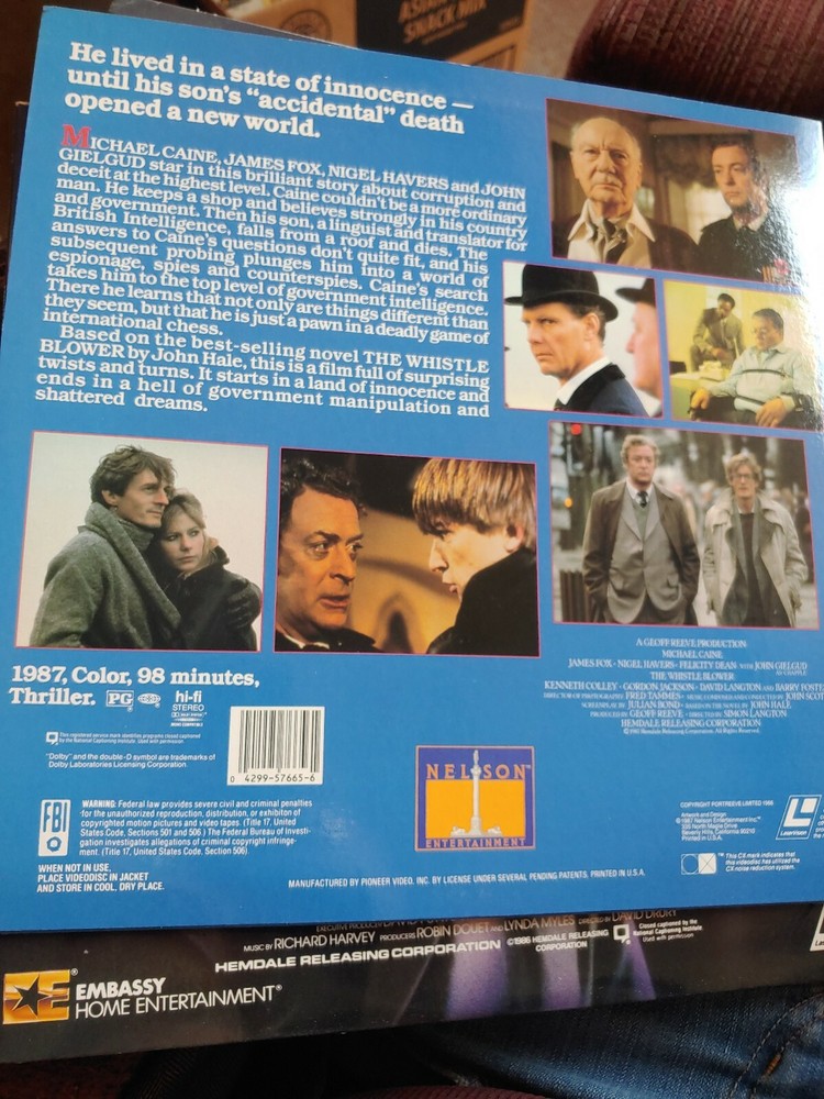The Whistle Blower Laserdisc Very Good Condition
