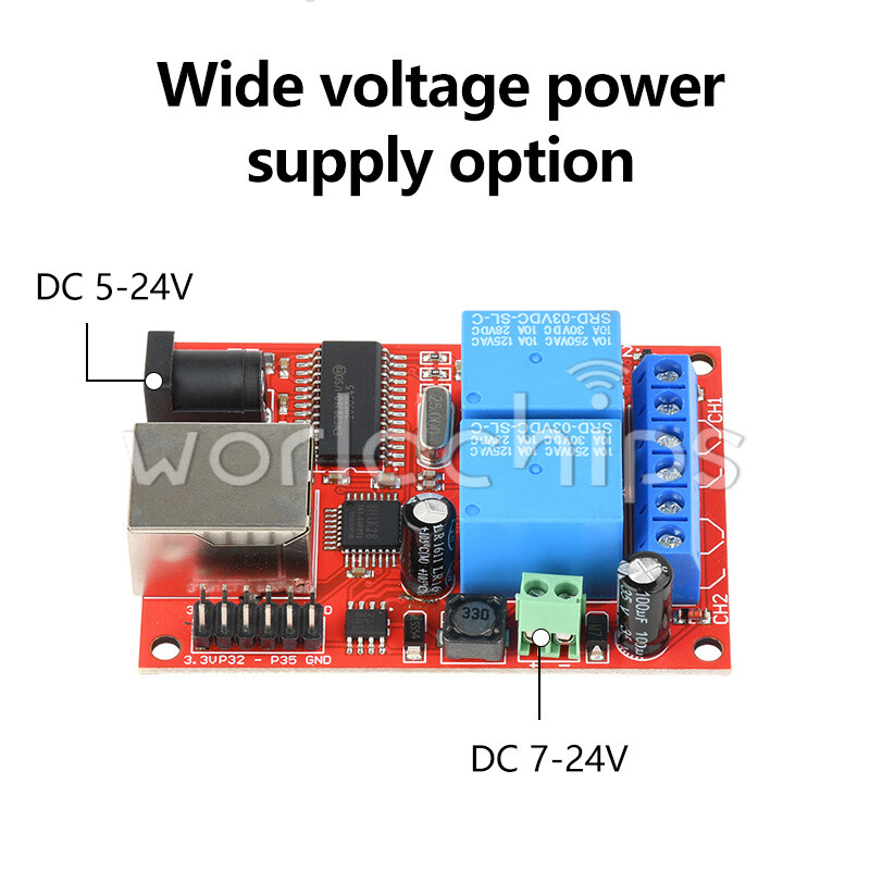 LAN Ethernet 2 Way Relay Board Delay Switch TCP/UDP Controller Module WEB Server