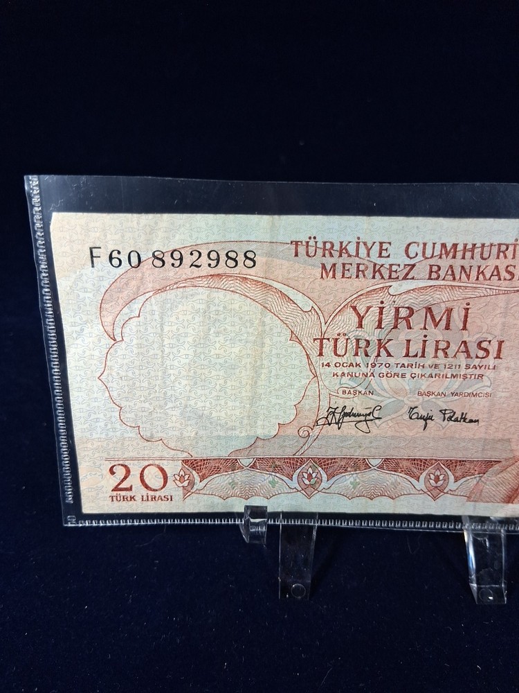 1970 TURKEY 20 LIRA BANKNOTE