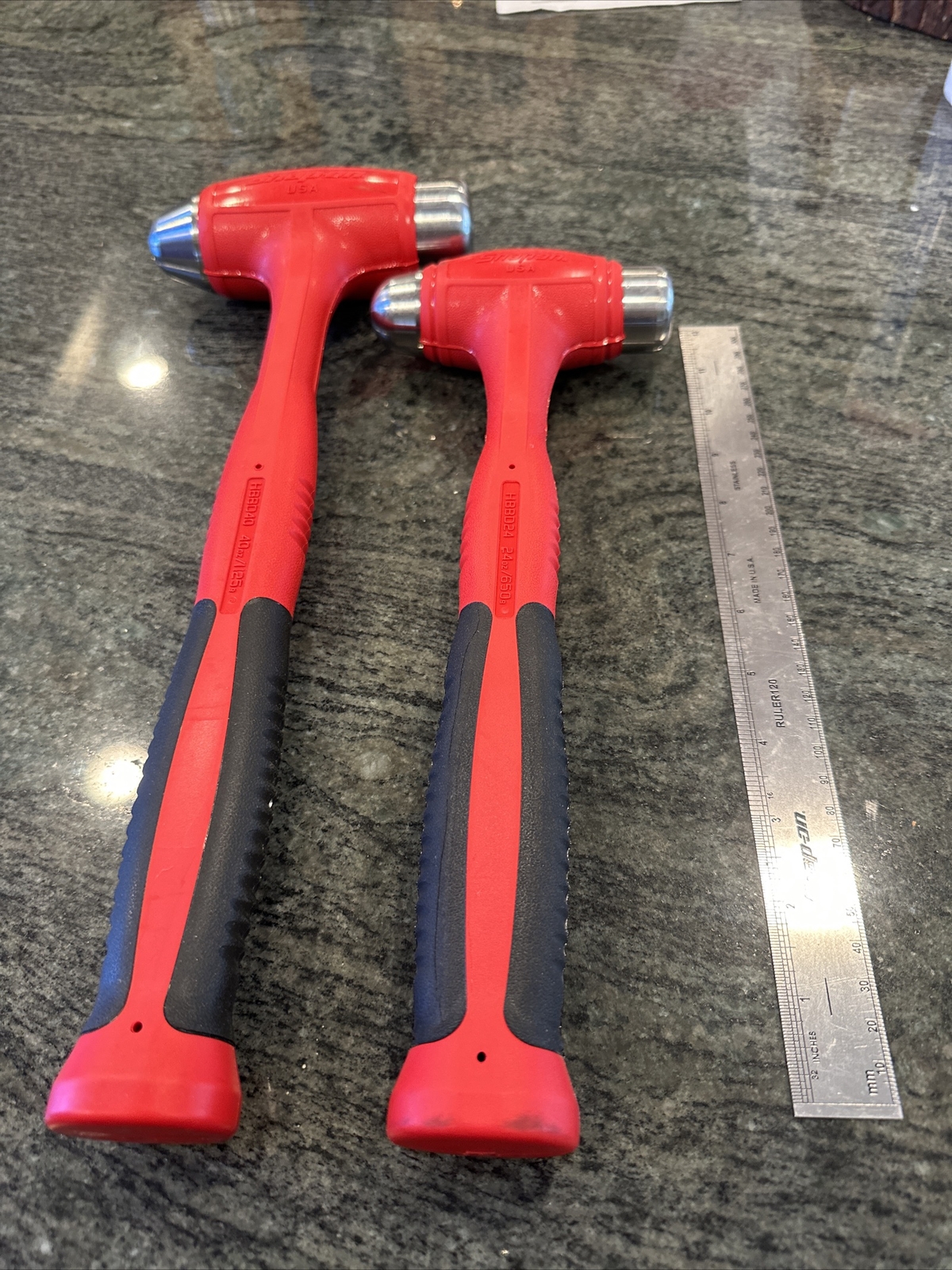 Snap On hbbd32, hbbd24 ball peen soft grip dead blow hammer combo deal red