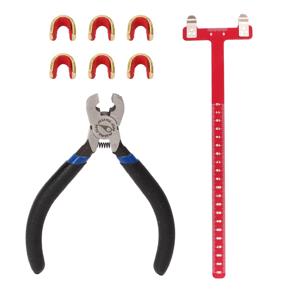 (Red)Bow String Nocking Points Pliers Set T Ruler Nocking Buckle Pliers Kit AN