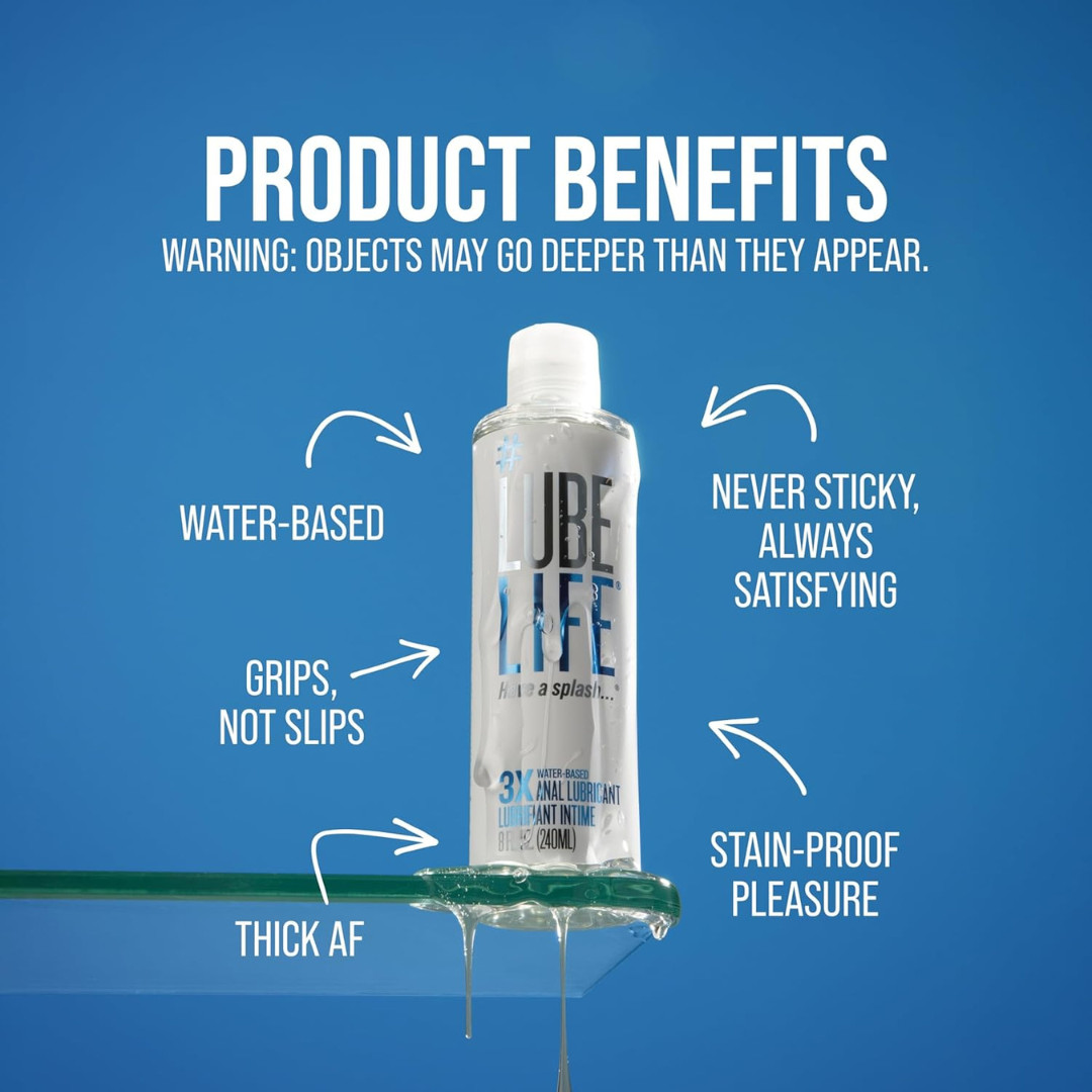 LubeLife 3X Anal Lube – Extra Thick Water Based Lube for Men, Women & Couples –