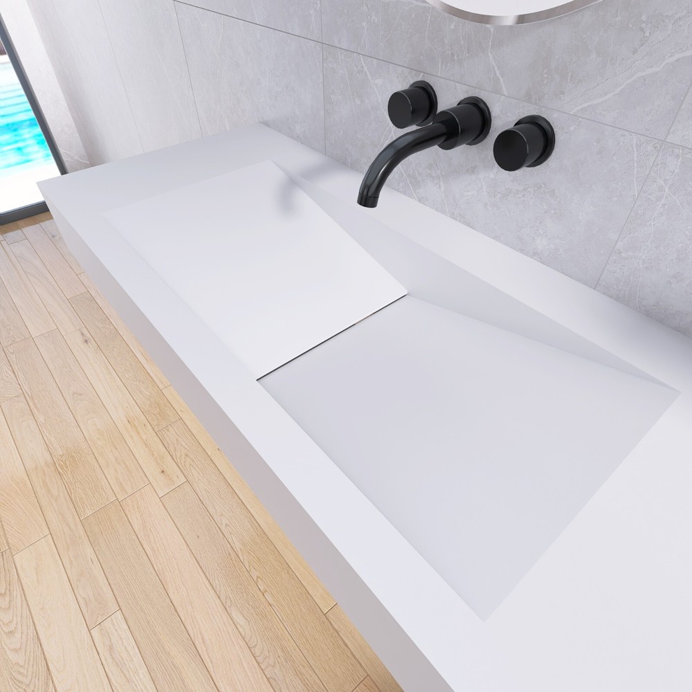 48'' Wall Mounted Bathroom Sink Solid Surface Bathroom Vessel Sink