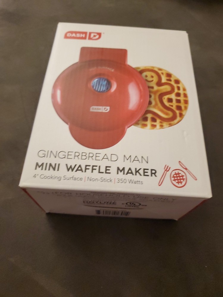 Dash Gingerbread Man Mini Waffle Maker, Red - New