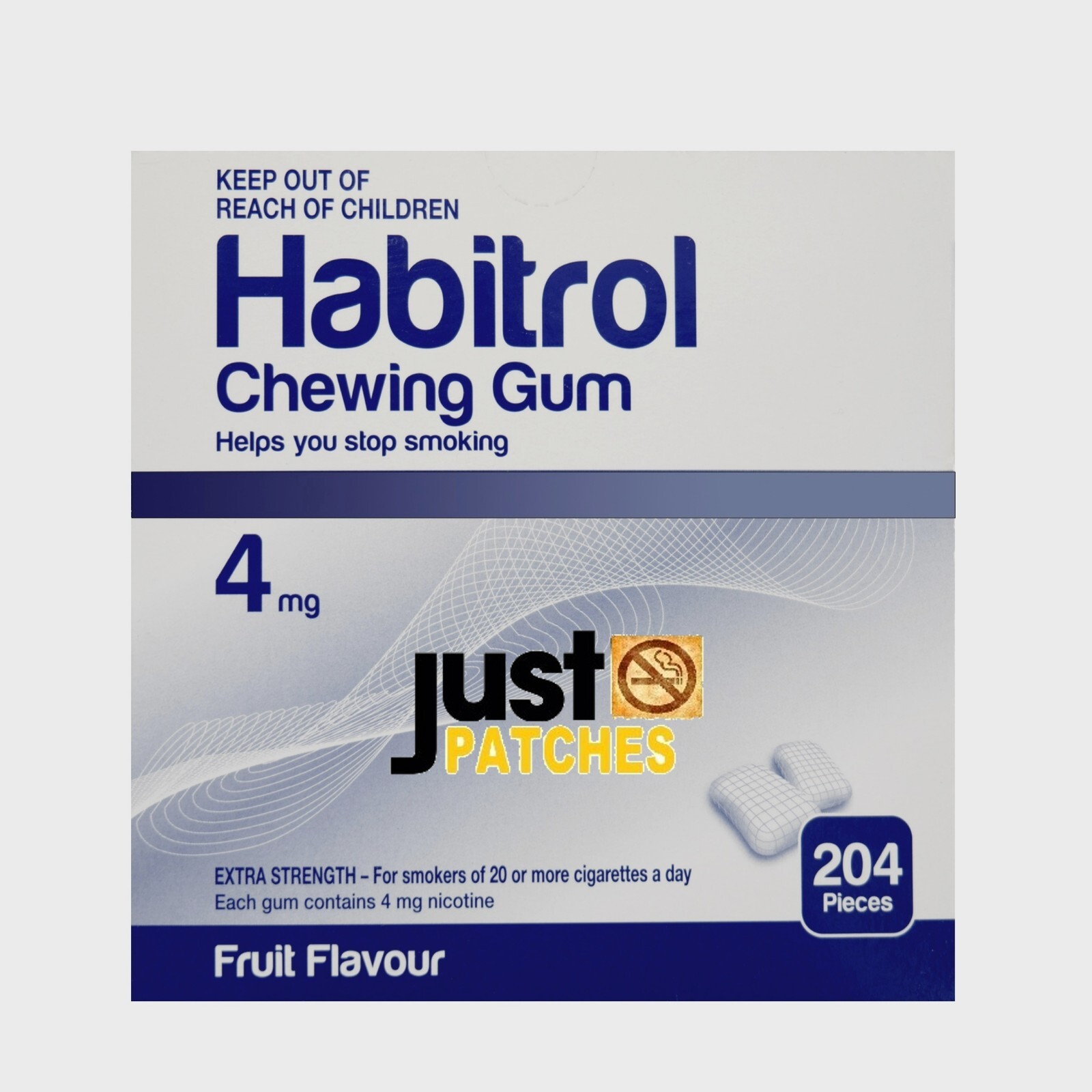 Habitrol Nicotine Gum 4mg FRUIT (408 Total  Pieces. 2 Bulk Boxes) NEW 07/2027