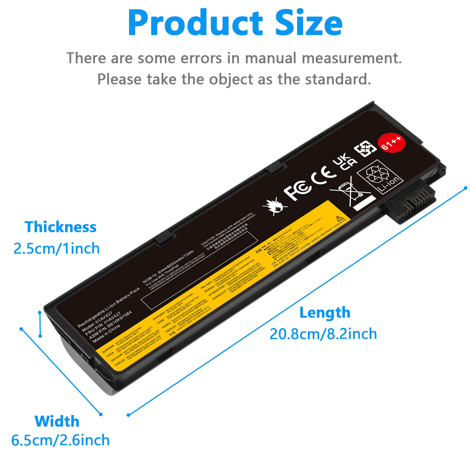 🔥LOT 61++ 72Wh Battery for Lenovo ThinkPad T470 T480 T570 T580 01AV492 01AV427