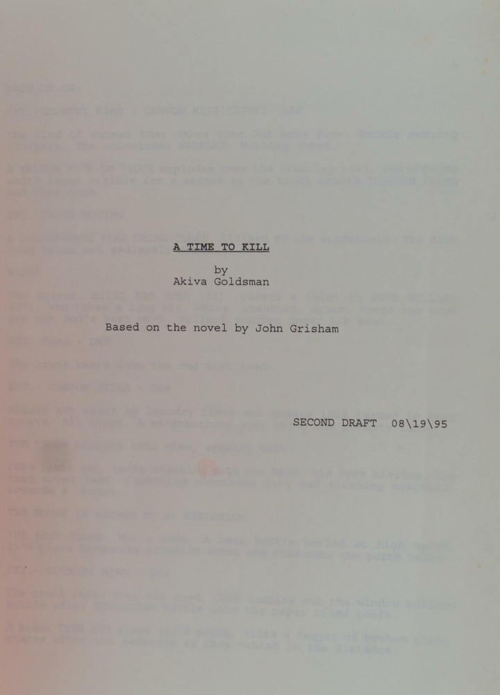 Charles Roc Dutton Akiva Goldman 1995 A Time to Kill 1st & 2nd Draft Scripts