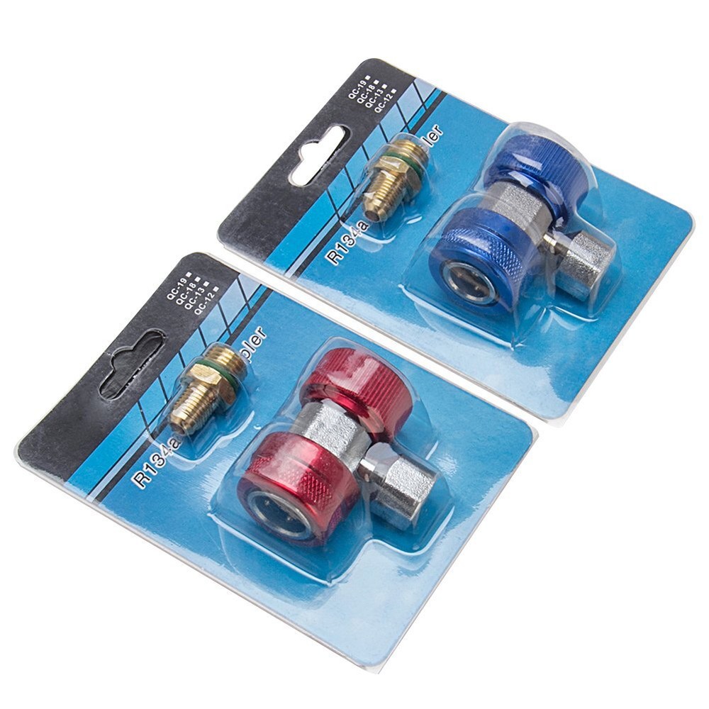 Adjustable A/C Quick Coupler Connector Adapter High Low Side 1/4" SAE HVAC