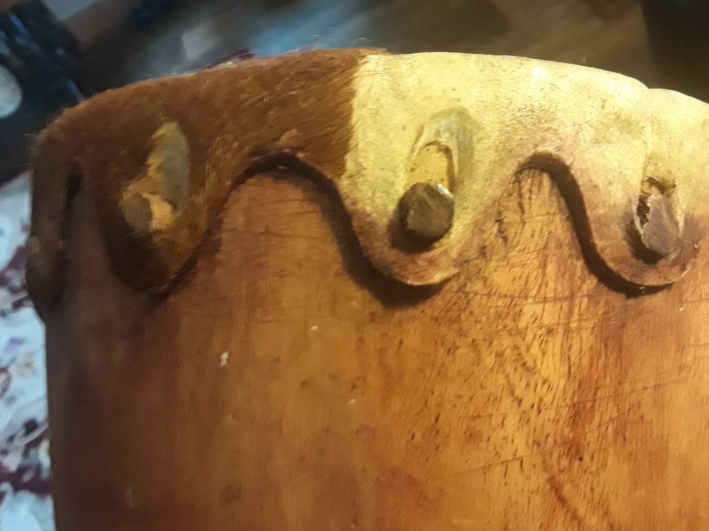 Authenic 17.5" × 8" Handmade South African Bongo Drum (Strap now broken)