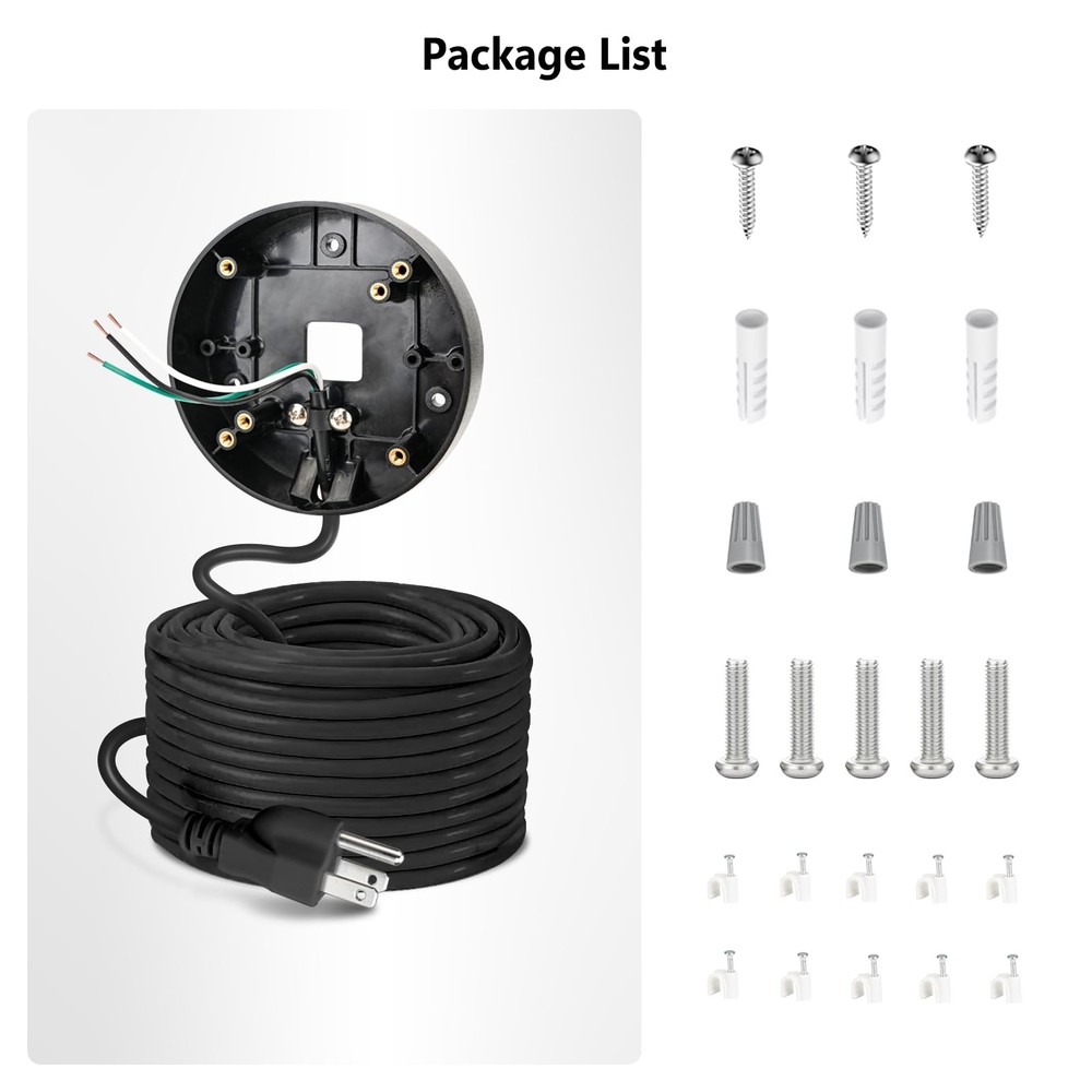 Power Cable and Plug-in Mount for Floodlight Cams Compatible with Floodlight ...