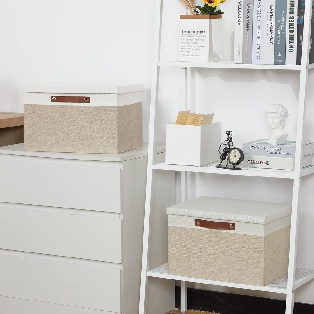 Foldable Storage Bins with Lids, [2-Pack] Large Storage Baskets with Lid, Fabric