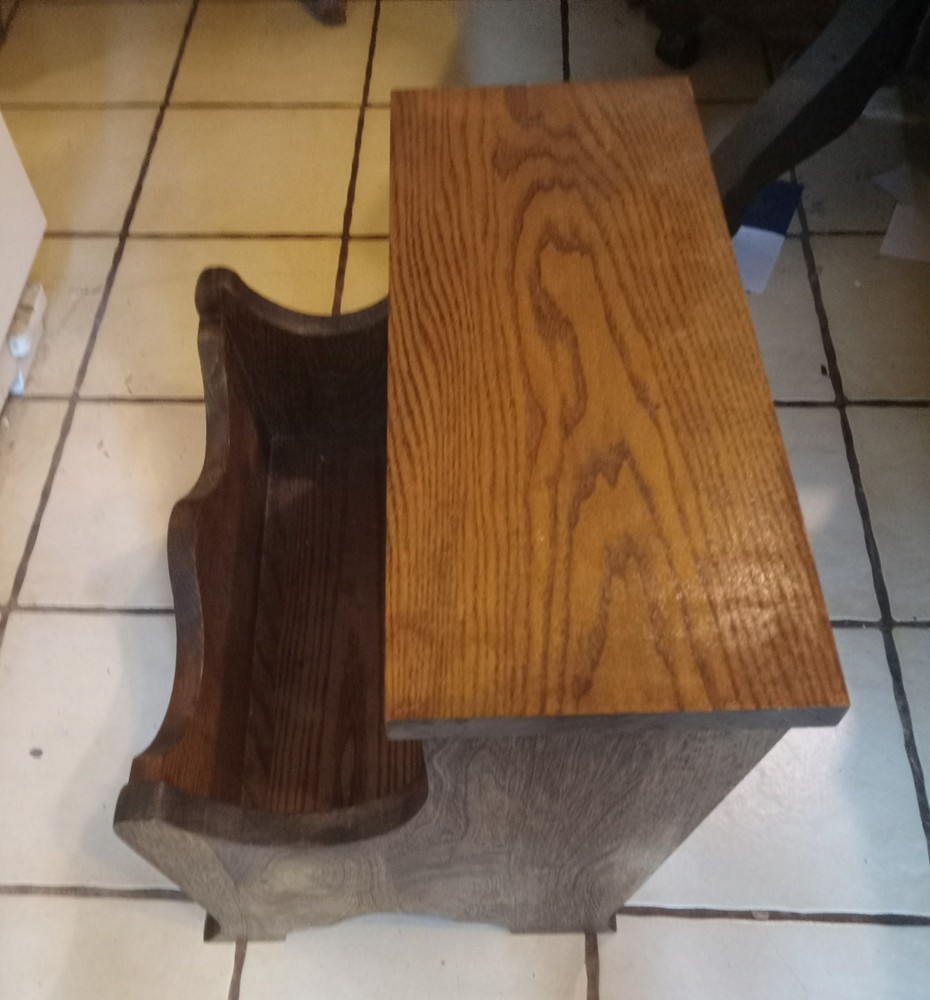 Solid Oak Magazine Rack Footstool / Side Table (MRT-30)