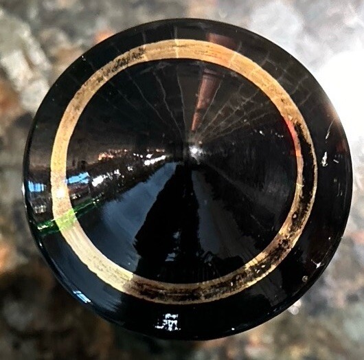 Borske Sklo Gold Banded Green Glass Decanter Mid Century Genie Jeannie Bottle