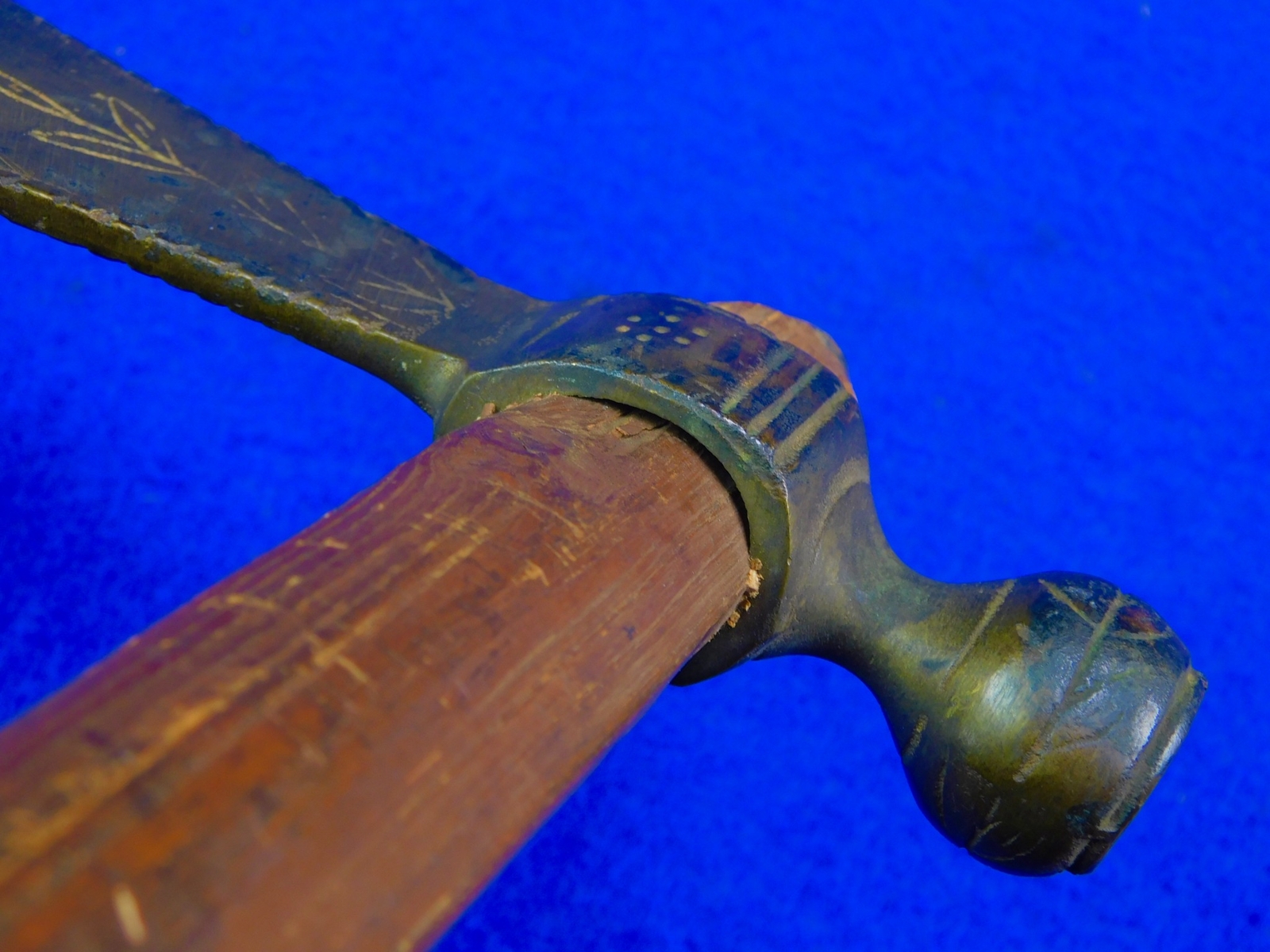 Antique Native American Indian Colonial Brass Head Trade Pipe Tomahawk Axe