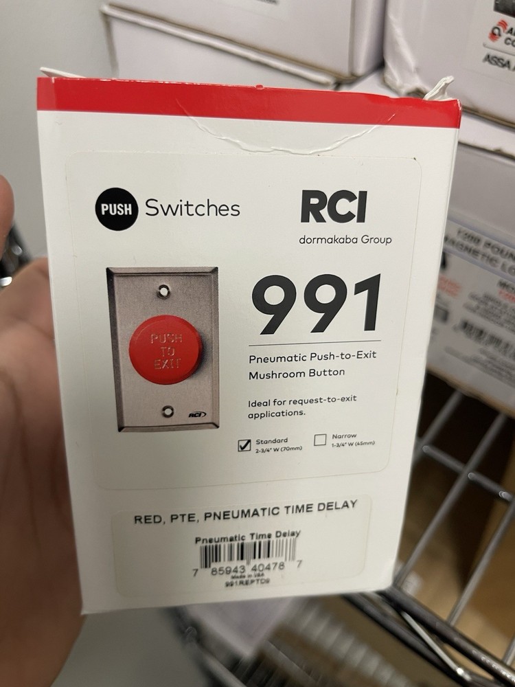NEW RCI 991 Pneumatic Time Delayed Push to Exit Button 2-3/4" Width - 991REPTD9
