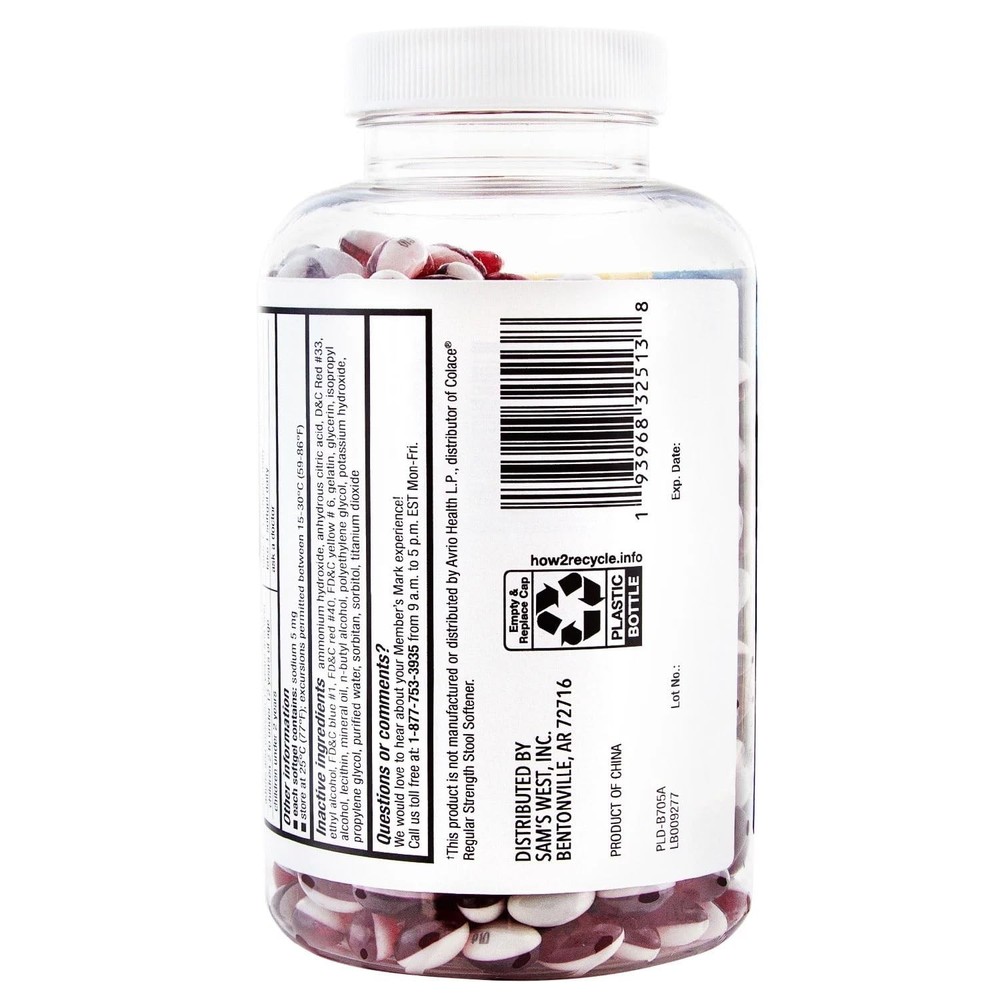 Member's Mark Stool Softener Softgels, Docusate Sodium (100 mg., 600 Count)