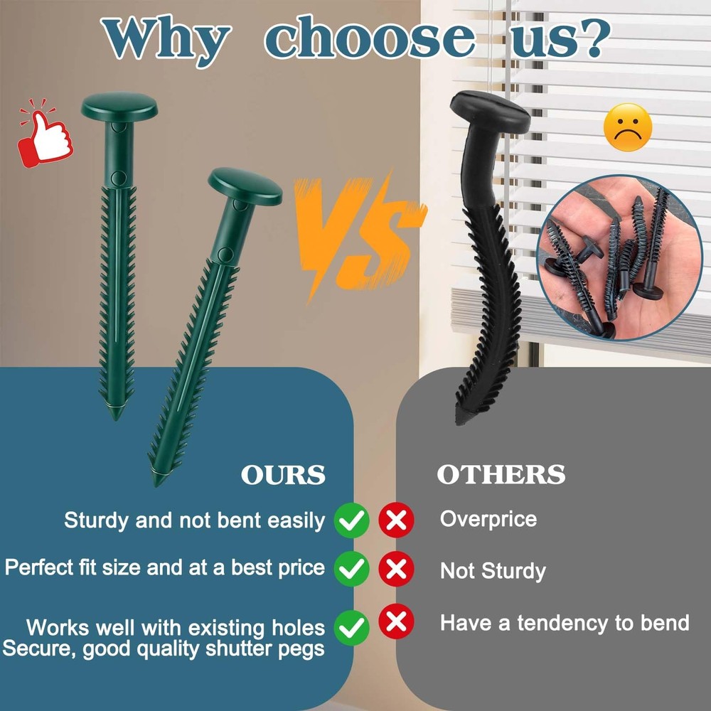 60Pcs 3 Inch Vinyl Shutter Fasteners, Window Shutter Panel Pegs Shutter Screw...