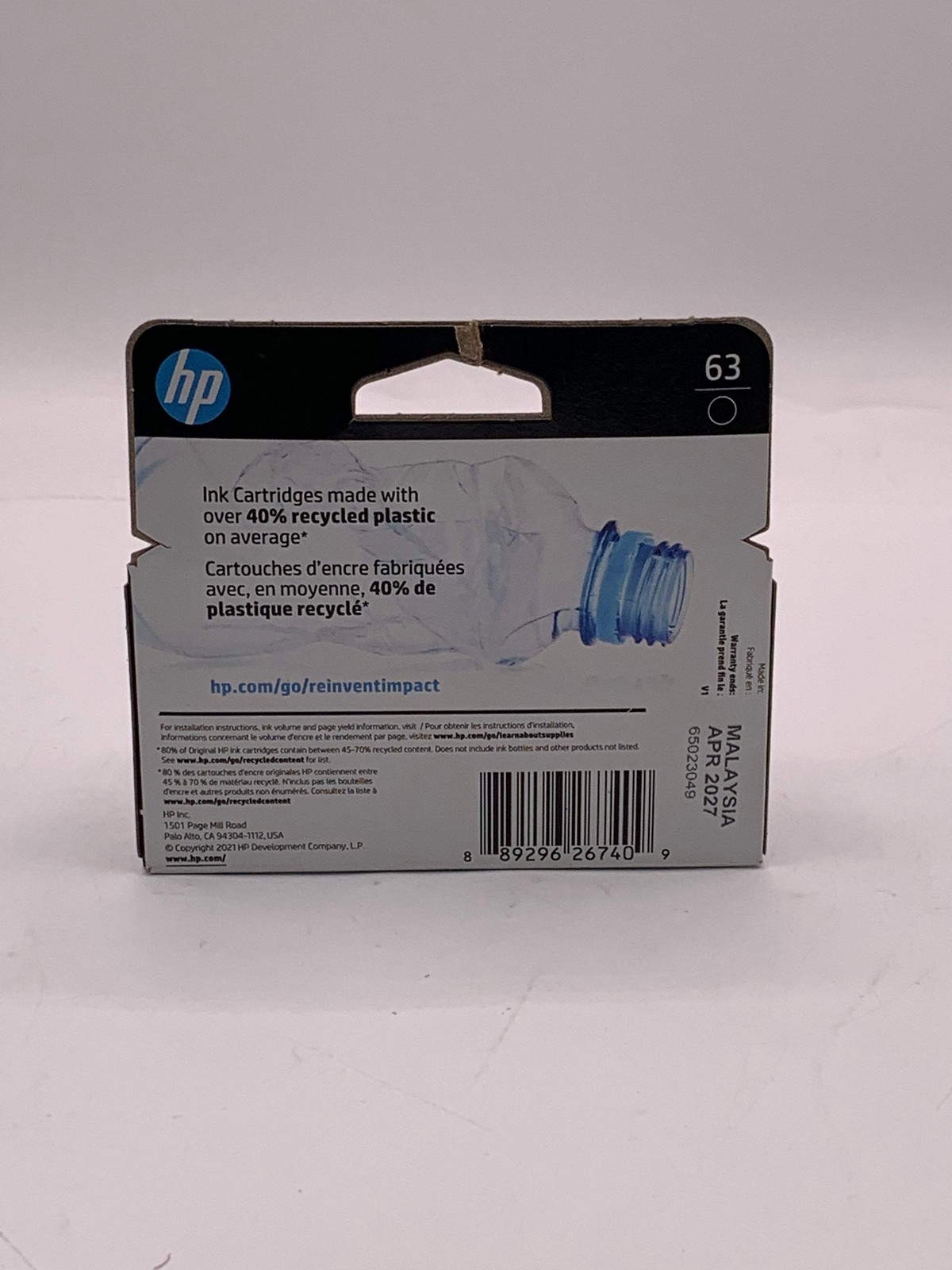 Original Genuine HP 63 Black Printer Ink Cartridge - New In Box OEM