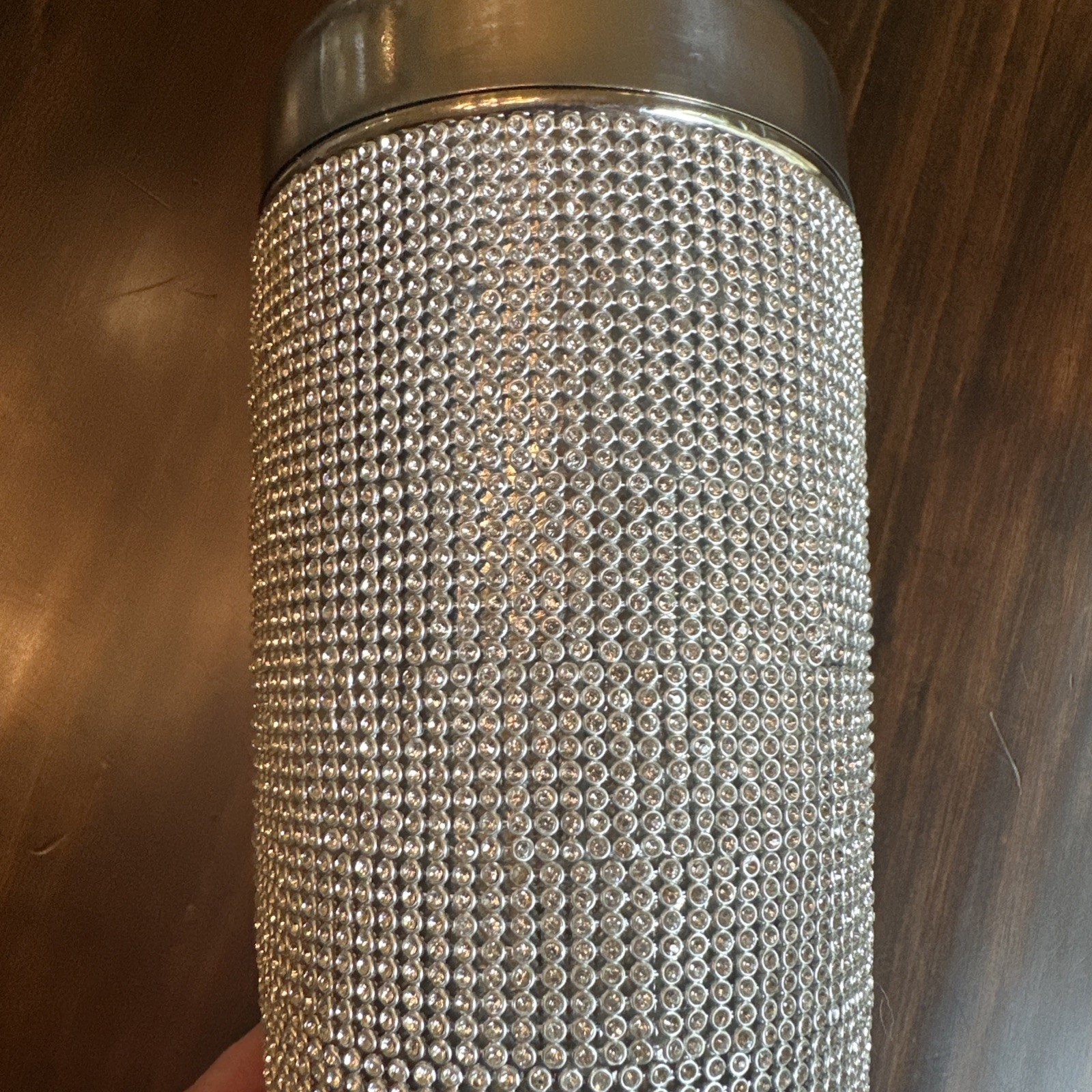 Rhinestone Cocktail Shaker Silver Stainless Steel 1 Piece Medium