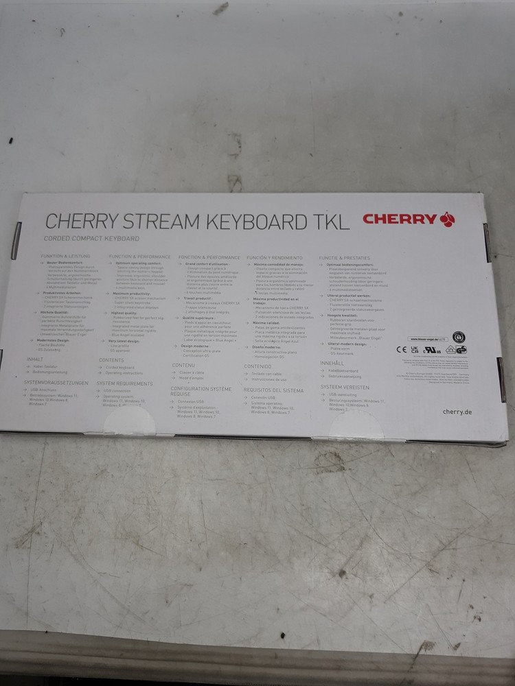 Cherry Stream Keyboard TKL Corded Compact USB Keyboard