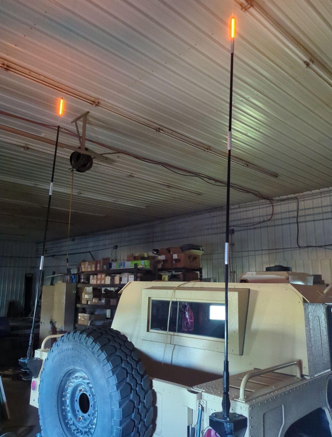 Dual Lighted Military Antennas Base & Mounting Brackets Not OEM Fits HUMVEE