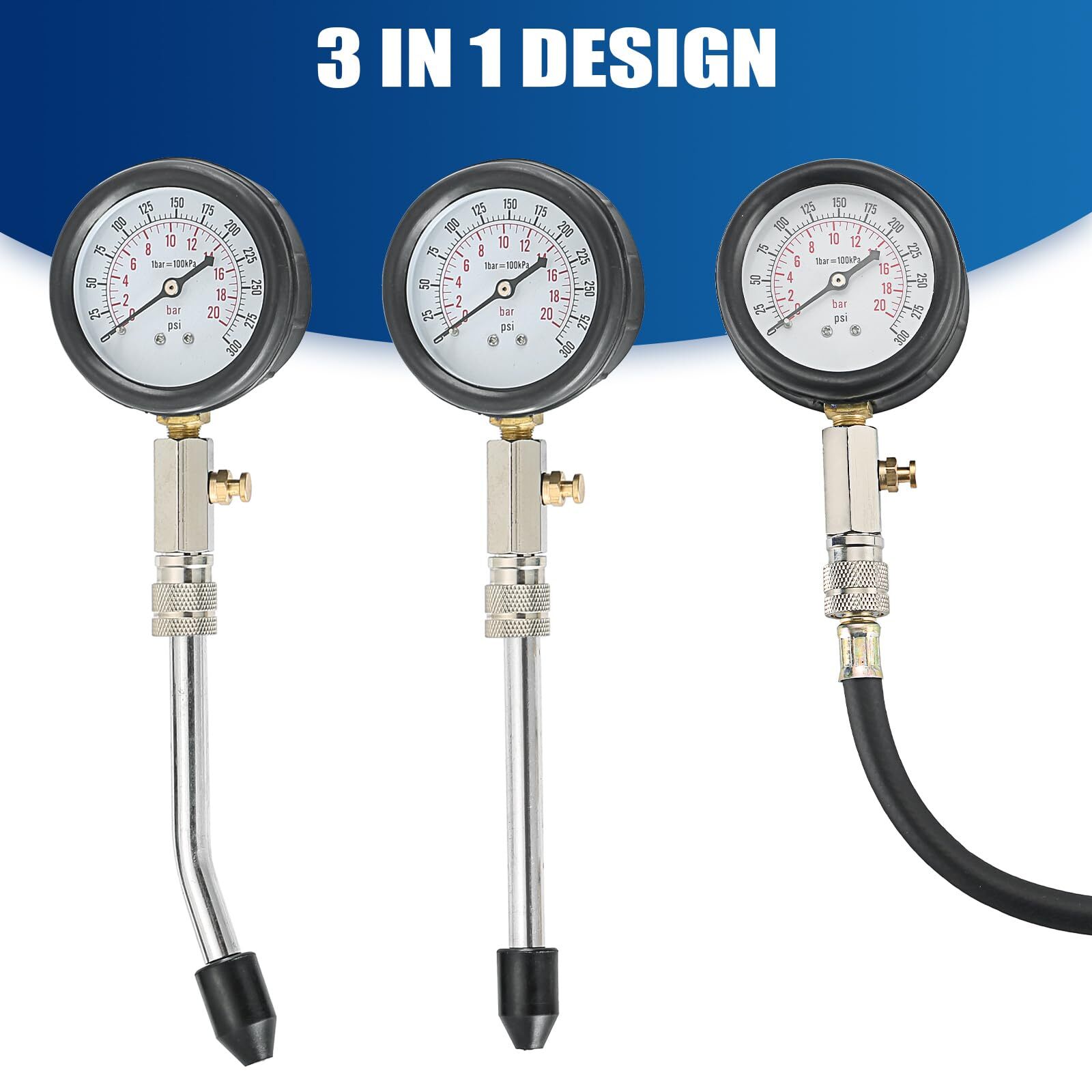 Compression Tester Automotive Tool Petrol Gas Engine Compression Gauge