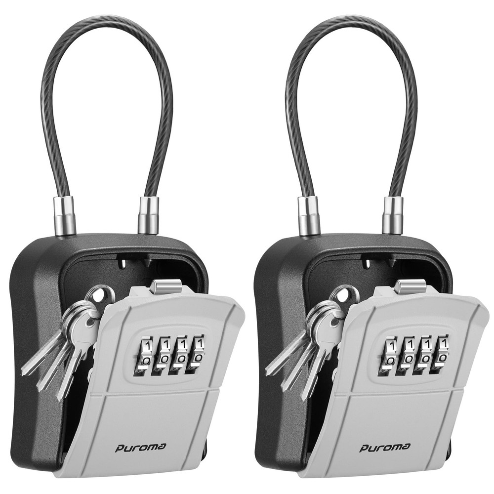Portable Lock Box with Removable Cable Handle Resettable Combination Lockbox ...