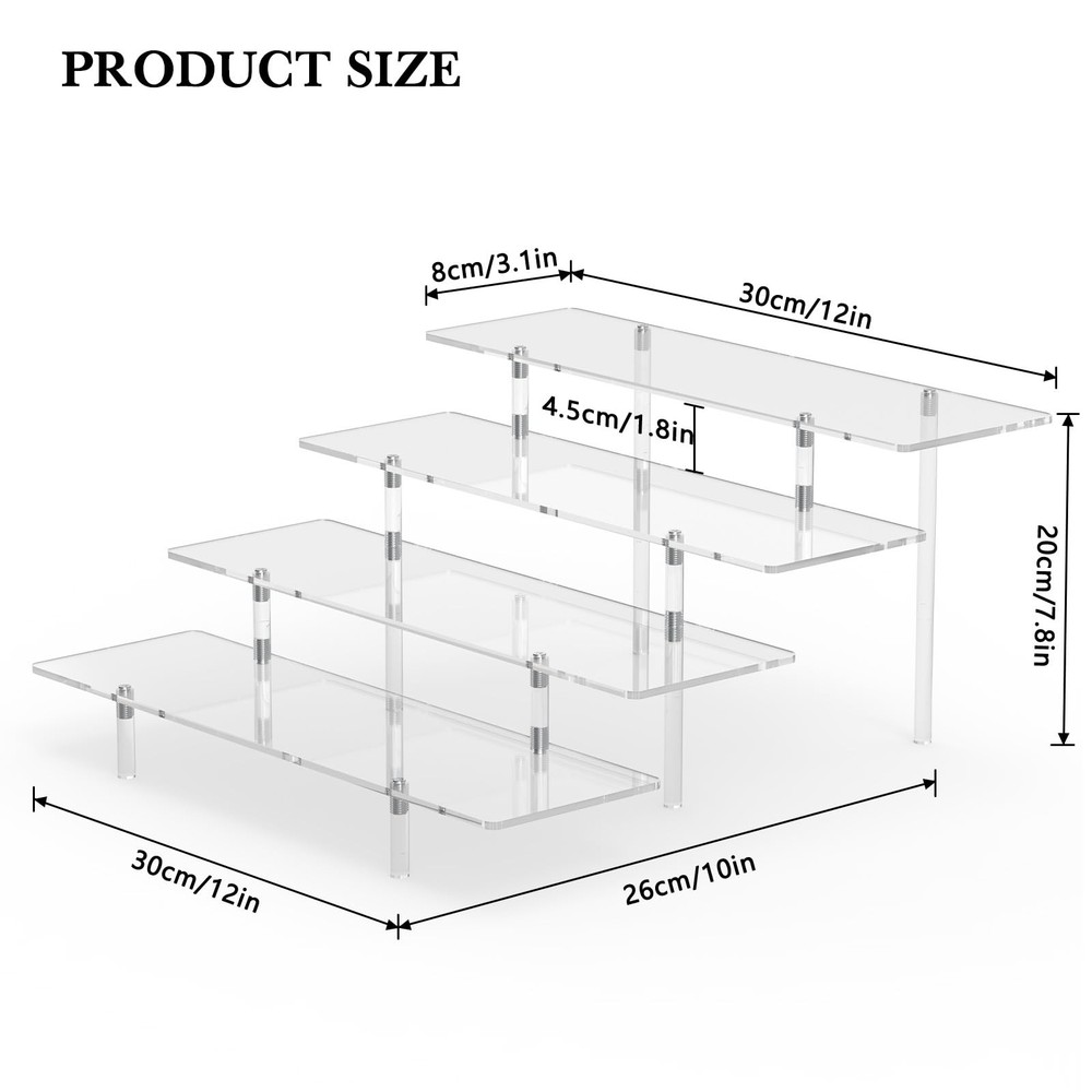 Acrylic Display Riser Stand Shelf Clear 4 Tier Cupcake Stand Perfume Display ...