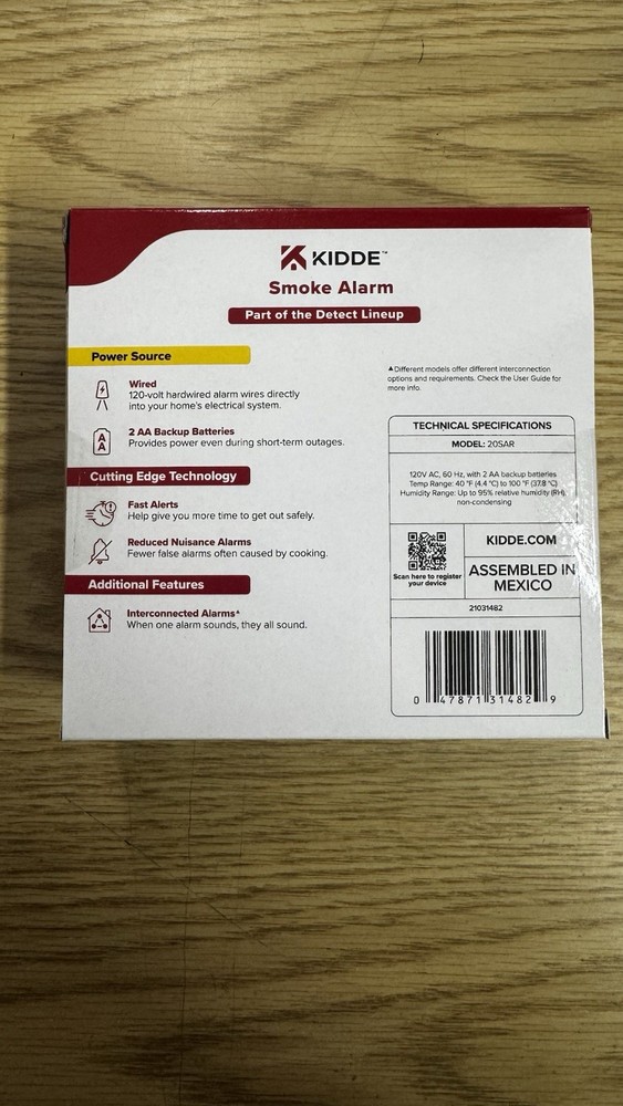 Kidde Hardwired Smoke Detector, AA Battery Backup, Interconnectable , 4 Pack