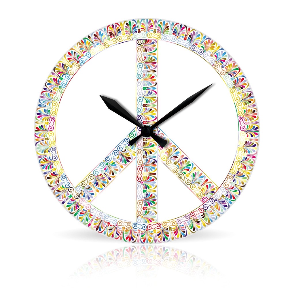 Peace br Round Acrylic Wall Clock 10.75"