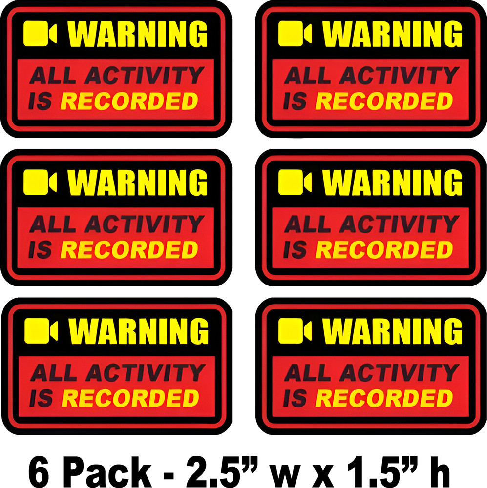 6 Pack Warning activity recorded sticker Decal