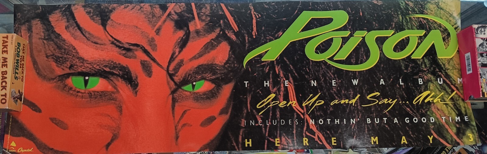 Poison Open Up And Say Ahh Vintage 1988 Promo Poster, '80s Glam Metal, Hard Rock