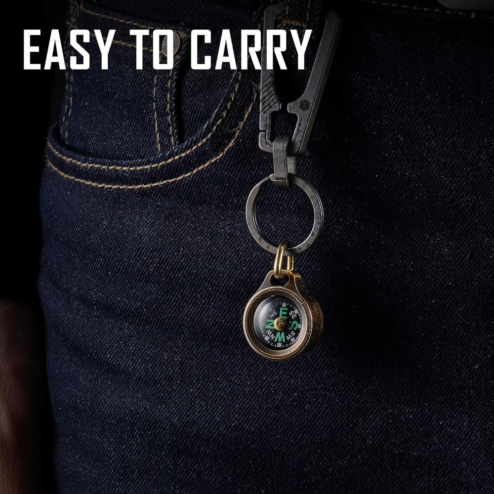 High-Precision Mini Compass - Lightweight Brass Pendant for Outdoor Navigation
